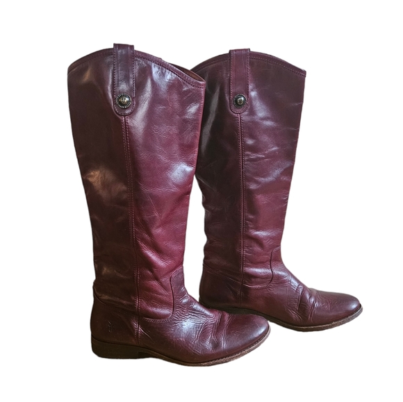 Frye Shoes - Frye Red Boot Leather Riding Boots 7.5B Melissa Button Bordeaux